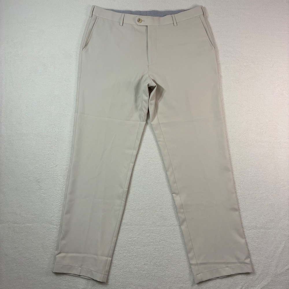 Peter Millar Crown Sport Dress Pants Mens 35x30 Beige Preppy Trousers Golf